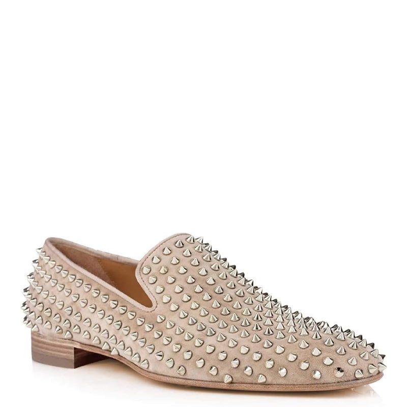 Men Suede Studded Slip On Loafers
