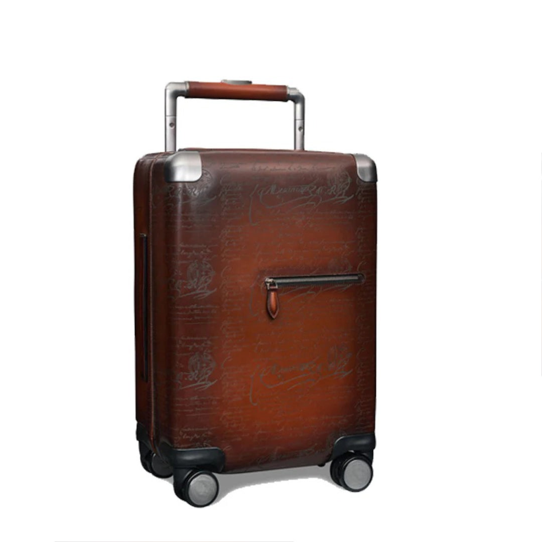Luxury Eel Leather Brown Trolley Case
