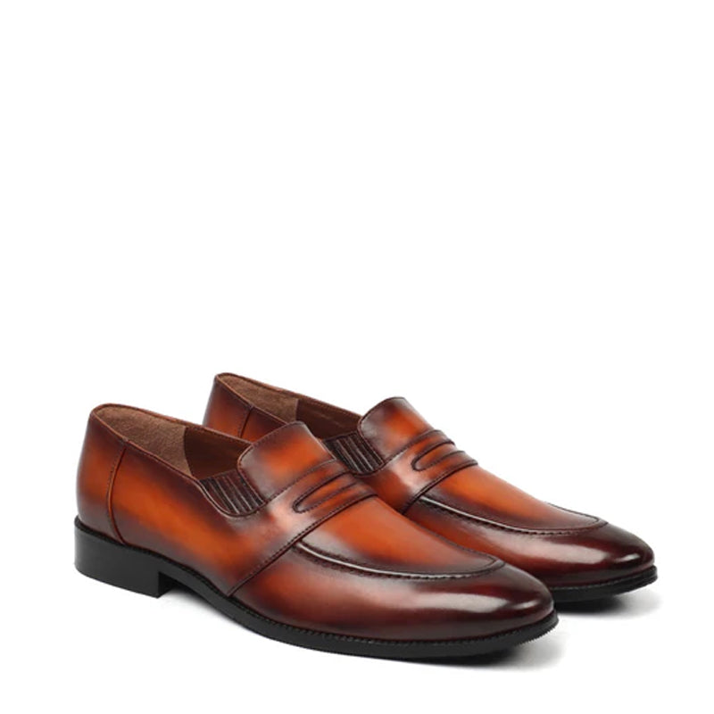 Burgundy Leather Penny Loafer For Men