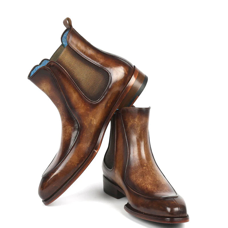 Men Handpainted Leather Chelsea Boots