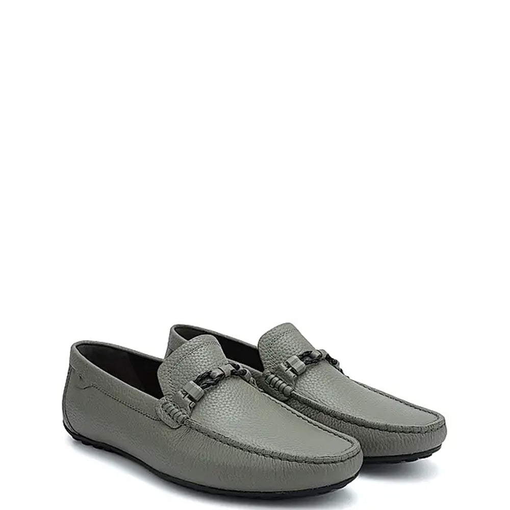 Men Textured Leather Driving White Loafer