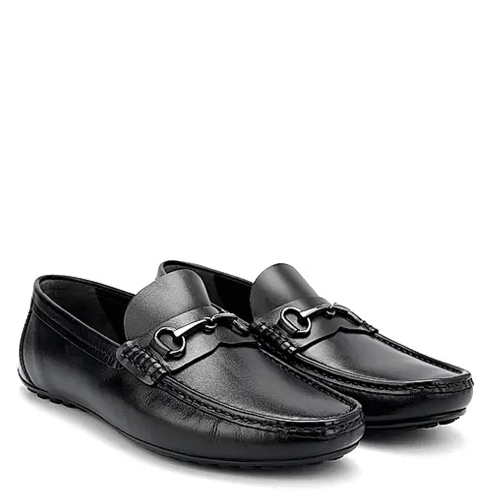 Men Solid Leather Buckled Formal Tan Loafer