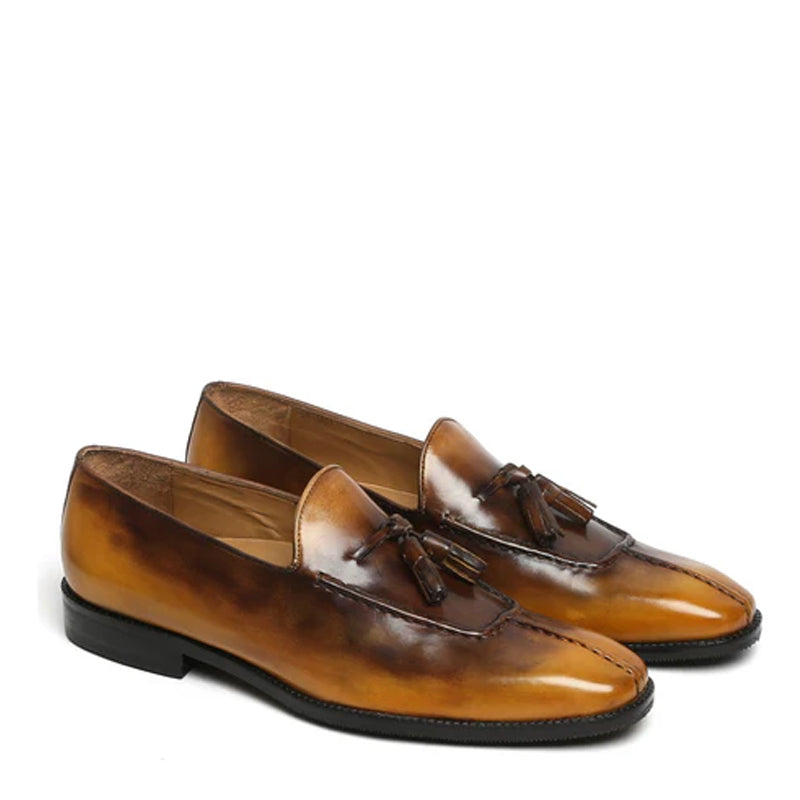 Men Leather Slip-On Formal Brown Tassel Loafer