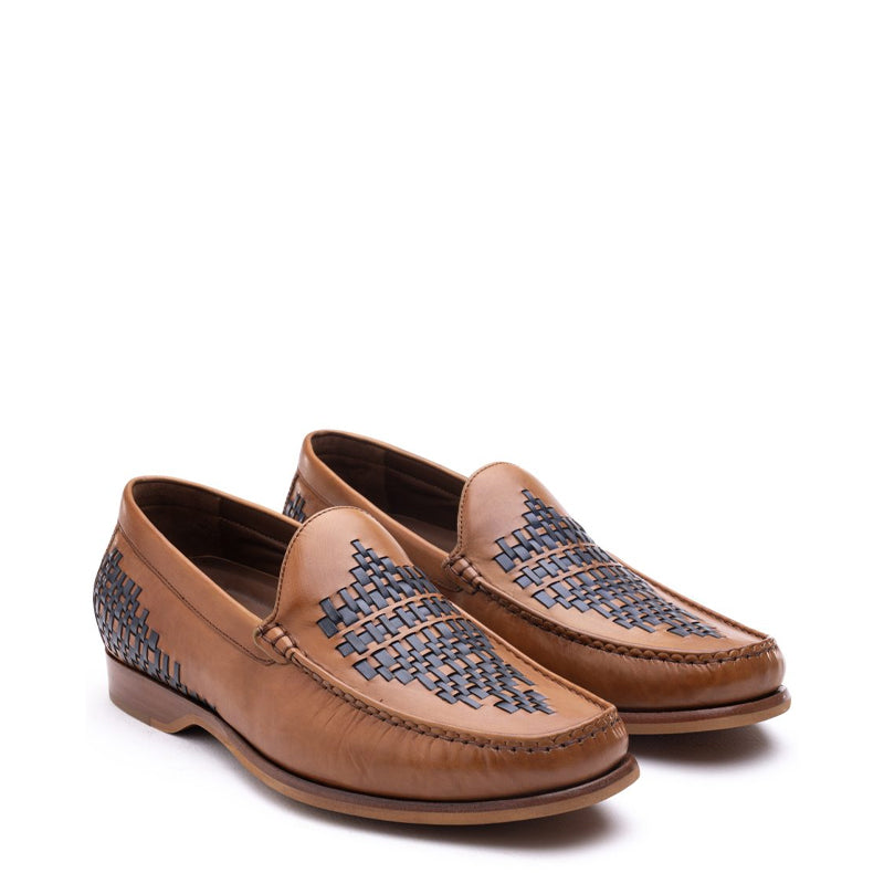 Men Slip-On Leather Tassel Loafer Blue