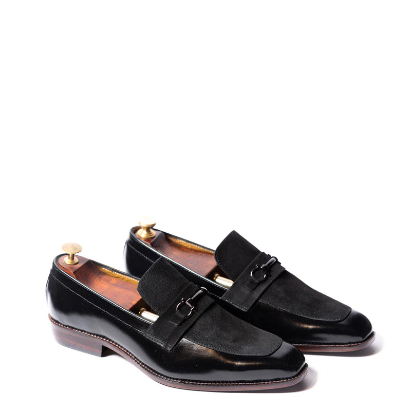 Men Suede Upper Horsebit Buckled Leather Loafer Brown