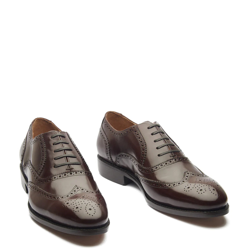 Men Lace-Up Leather Wingtip Oxford Brown Shoe