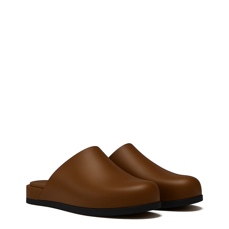 Black Leather Men Mule