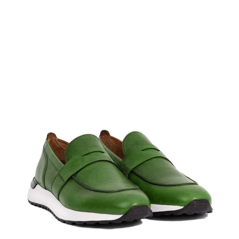 Green Leather Men's Sneakers
