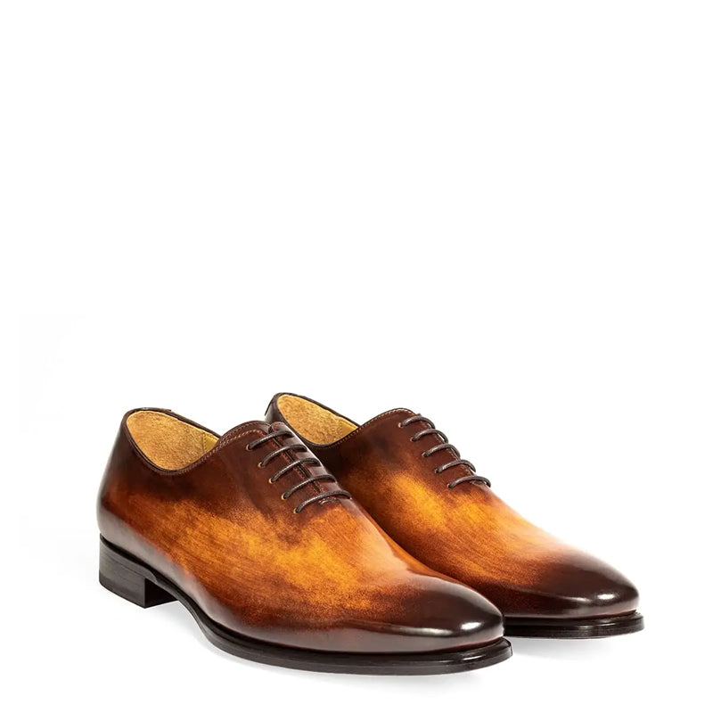 Classic Plain Solid Shiny Leather Oxford Grey / Black Shoe