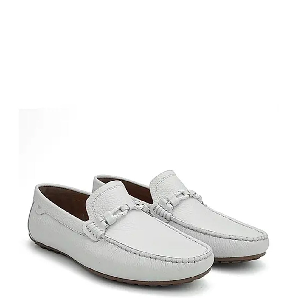 Men Textured Leather Driving White Loafer
