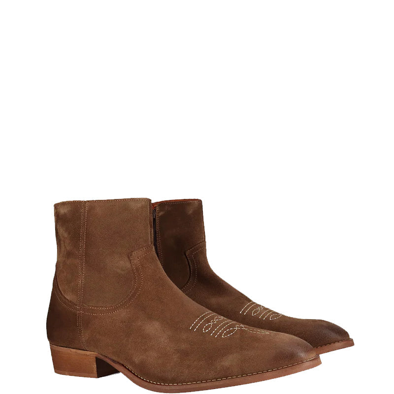 Luxury Design Stylish Suede Leather Side-Zipper Boot Black