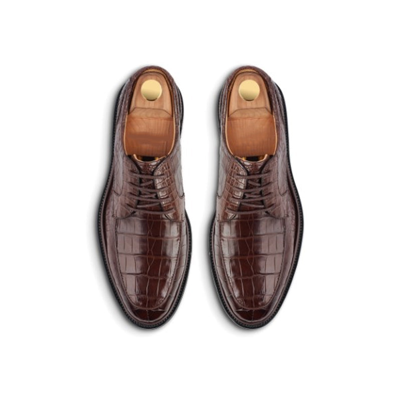Premium Leather Textured Derby Brown Shoe