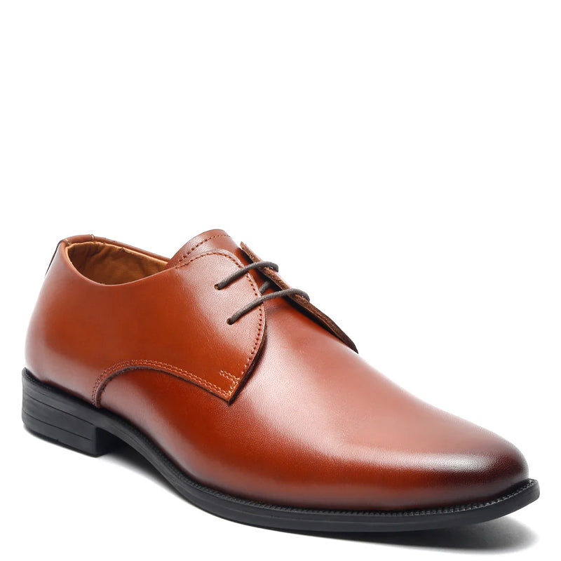 Leather Lace-Up Solid Derby Black Shoe