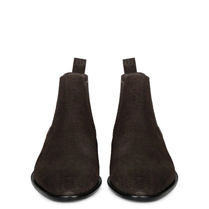 Croco Print Suede Leather Chelsea Boots