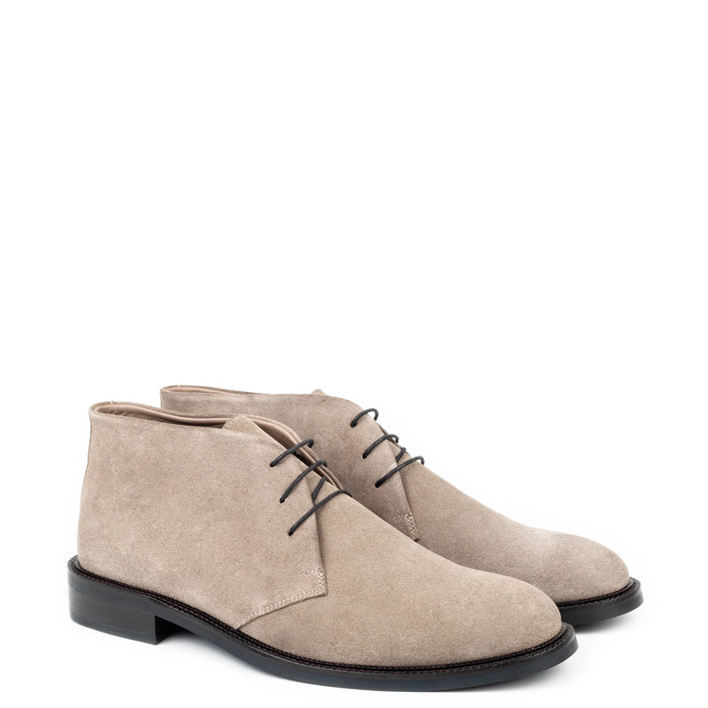 Men Mid-Top Suede Leather Chukkas Boot Off White