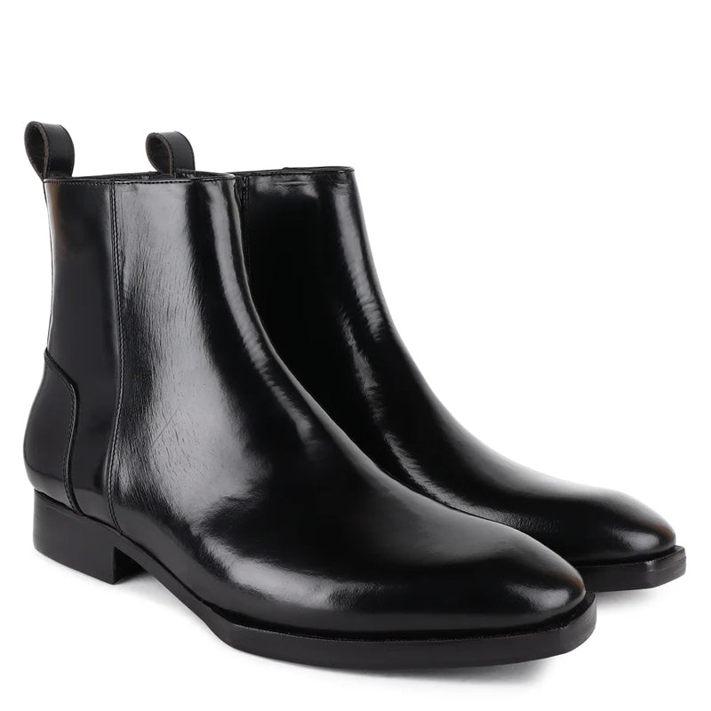 Men Handmade Leather Side Zip Boots