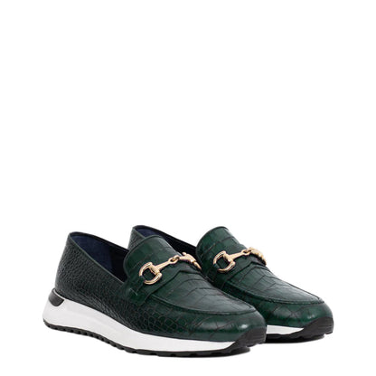 Crocodile Leather Loafer Men's Shoe Black