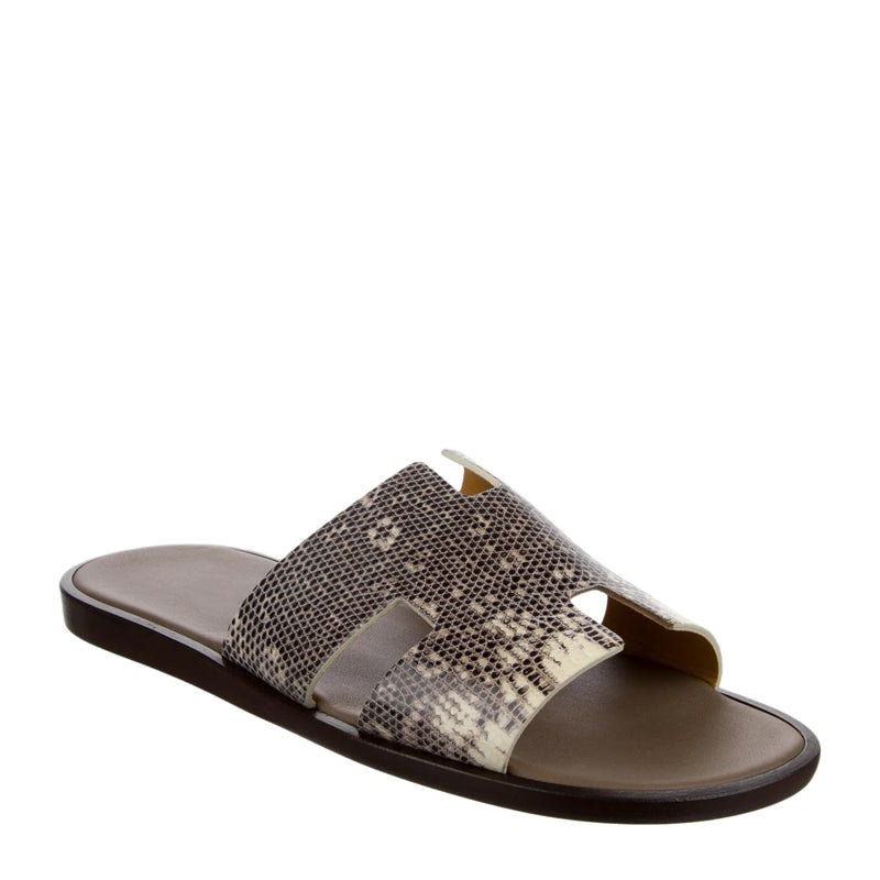 Luxury Croco Leather Brown Oran Sandal
