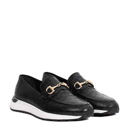 Crocodile Leather Loafer Men's Shoe Wine
