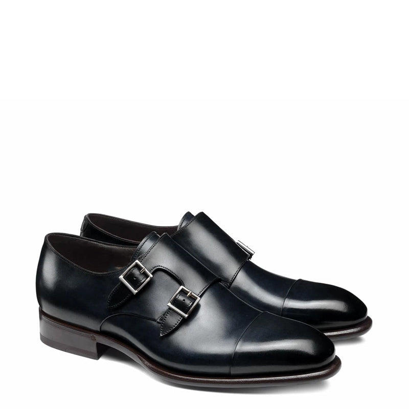 Leather Double Monk Strap Men Shoes