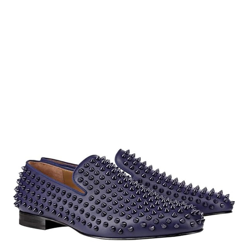 Men Suede Studded Slip On Loafers