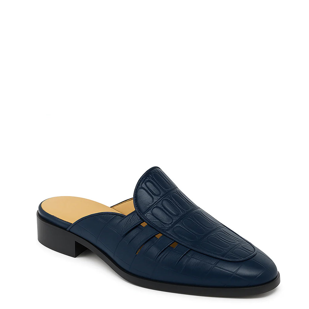 Stylish Croco Leather Mule Black