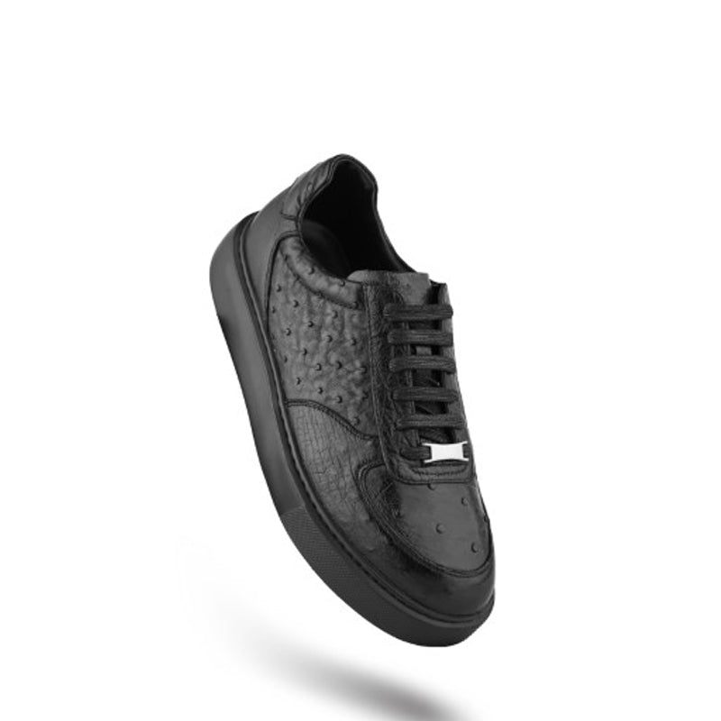 Premium Exotic Leather Black Sneaker
