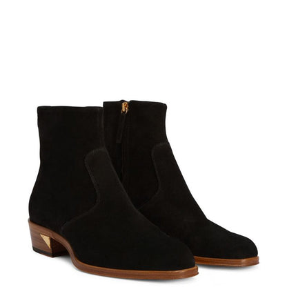 Handmade Suede Leather Side Zipper Ankle Brown Boot