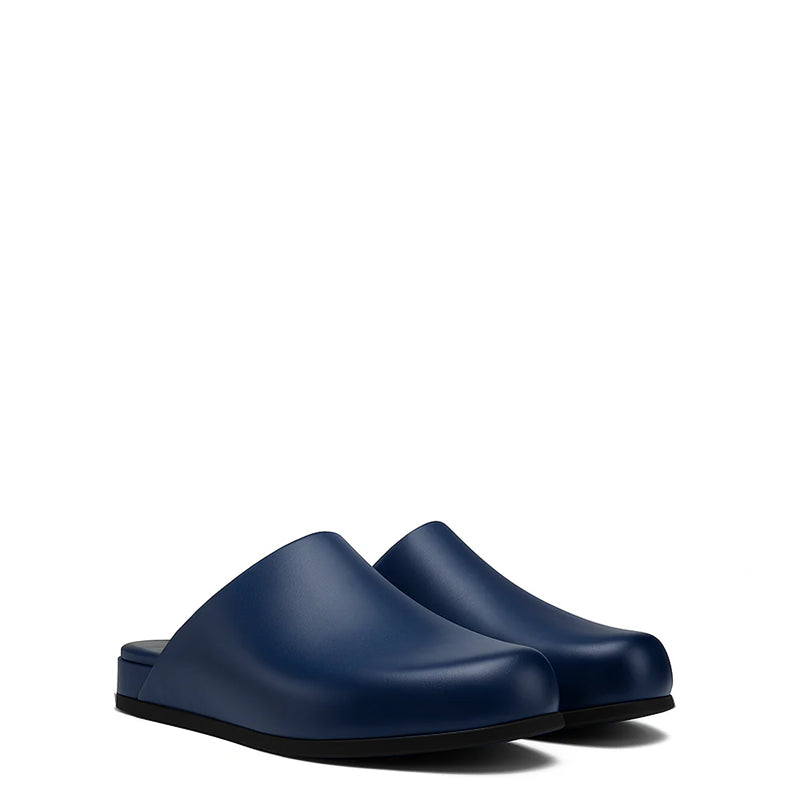 Black Leather Men Mule