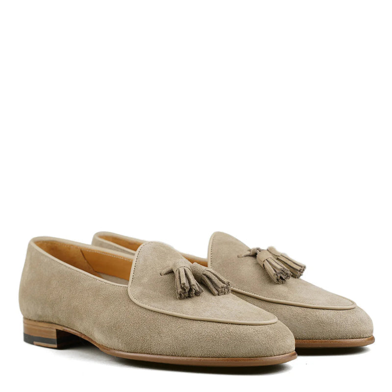 Luxury Belgian Tassel Loafer Grey Shoe For Men