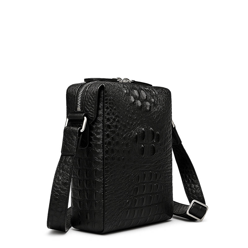 Men's Italian Crocodile Leather Tan Side Bag