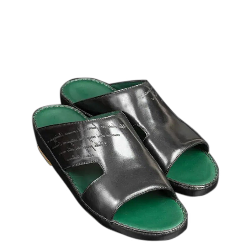Open Toe Leather Comfort Arabic Black Sandal