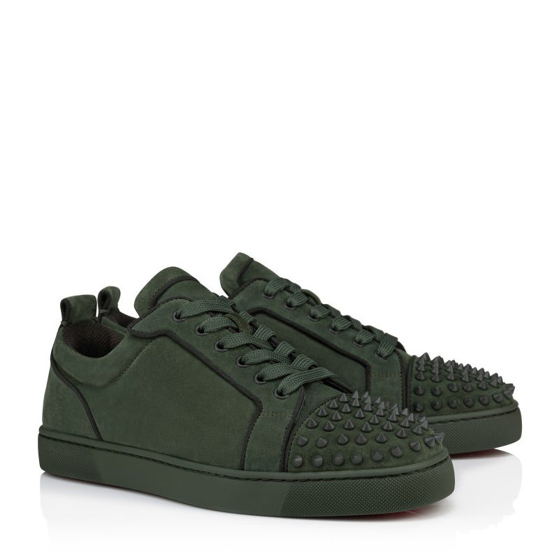 Men Suede Lace-Up Green Sneakers