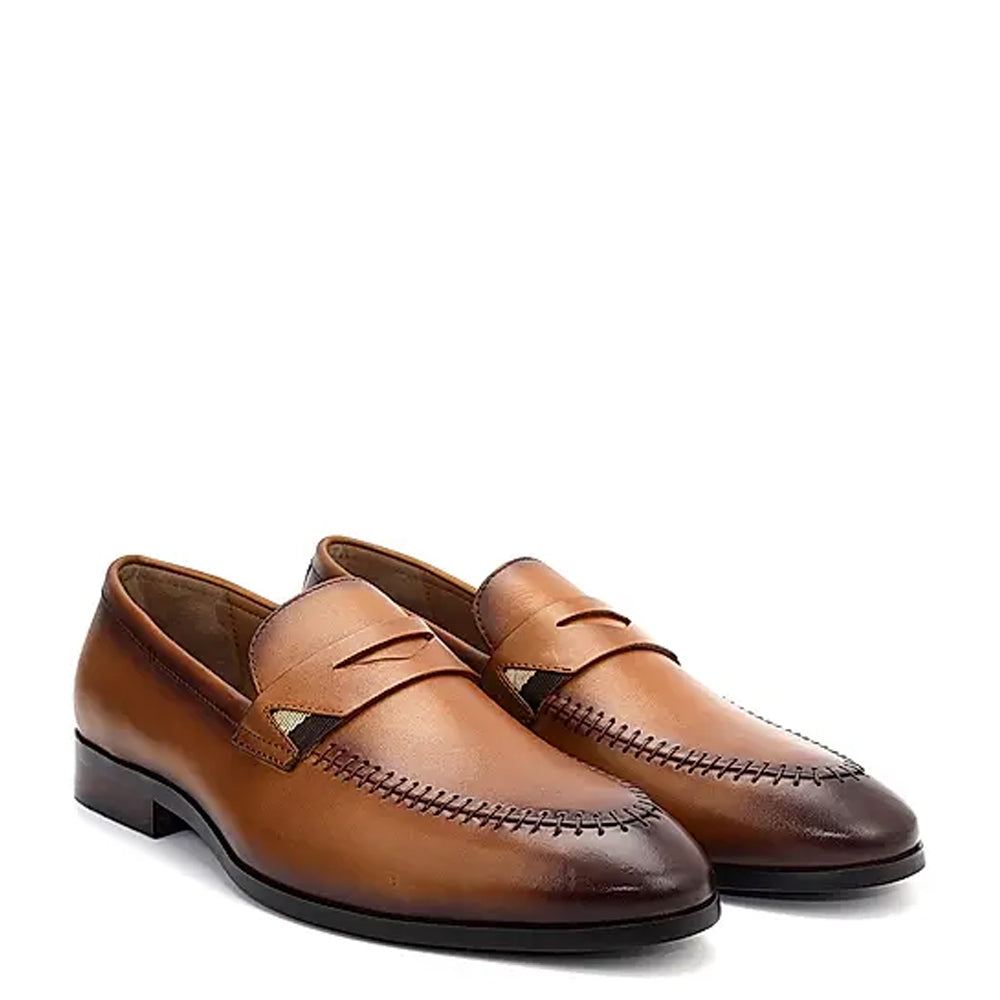 Men Round Toe Slip-On Leather Formal Black Loafer