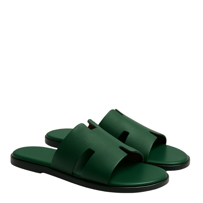 Haven Crimson Glide H Style Green Leather Slipper