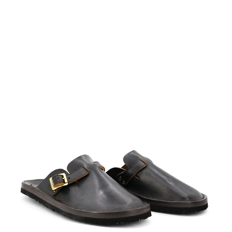 Buckle Clogs Slit Sandal Green