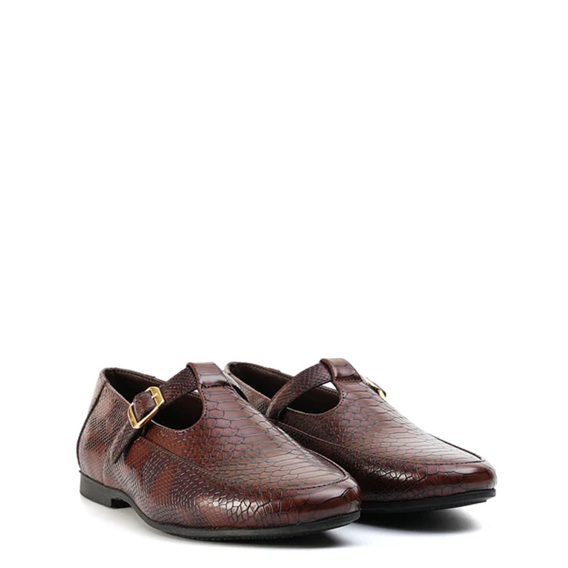 Men Slip-ON Open Side Textured Leather Loafer