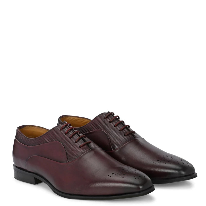 Classic Pure Leather Textured Formal Oxford Shoes