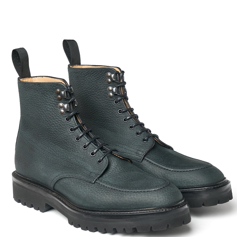 Men Handmade Leather Derby Ankle Dark Green Boot