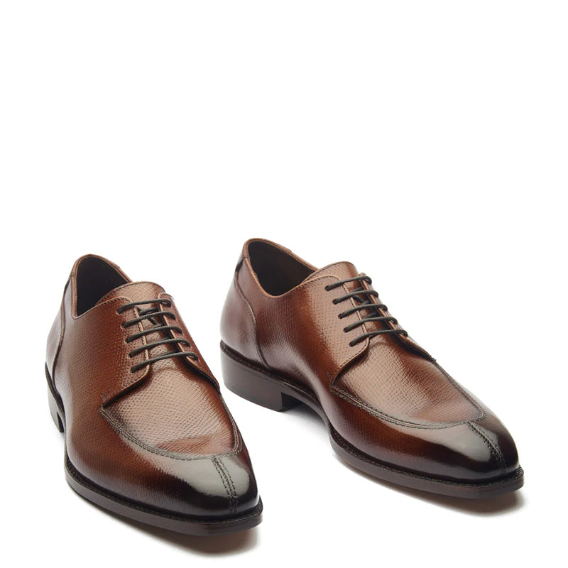 Men Split-Toe Leather Formal Derby Brown Shoe