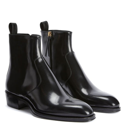 Patent Leather Cuban Side-Zip Ankle Boots