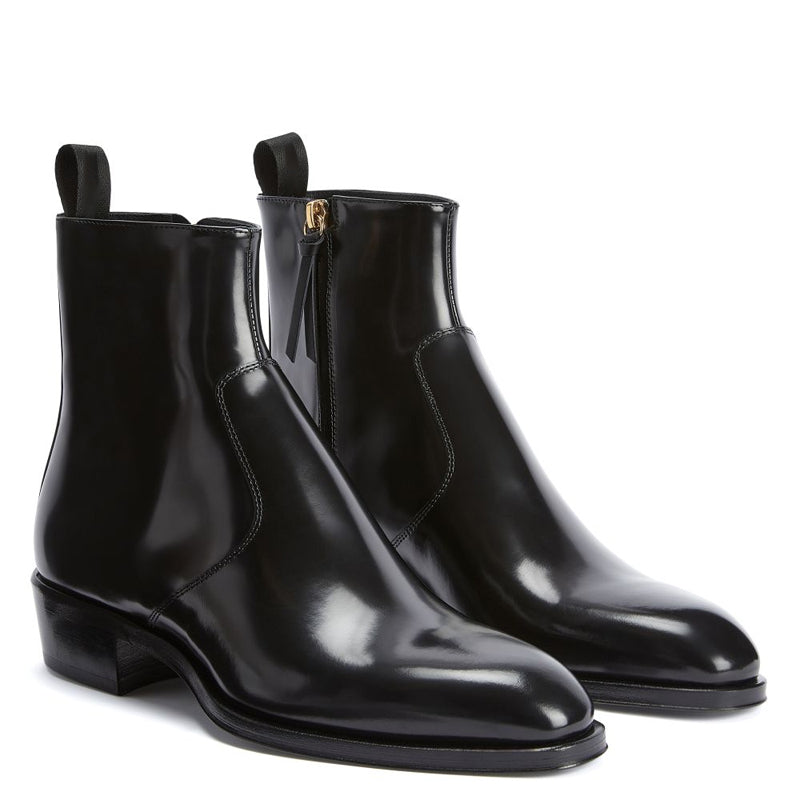 Patent Leather Cuban Side-Zip Ankle Boots