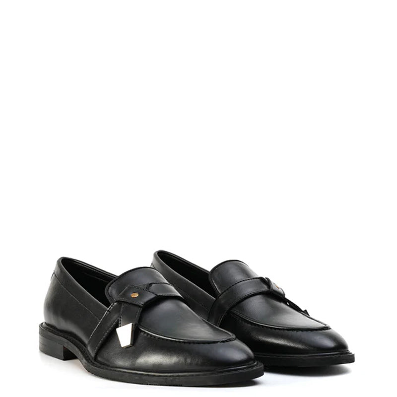 Men Slip-On  Polished Leather Formal Black Loafer