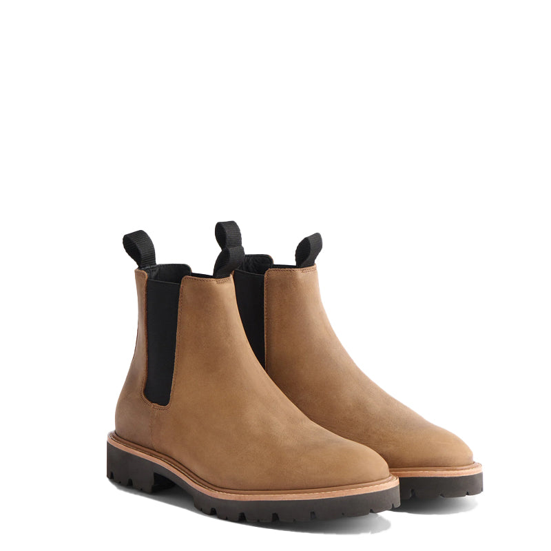 Premium Suede Mid-Top Leather Chelsea Black Boot