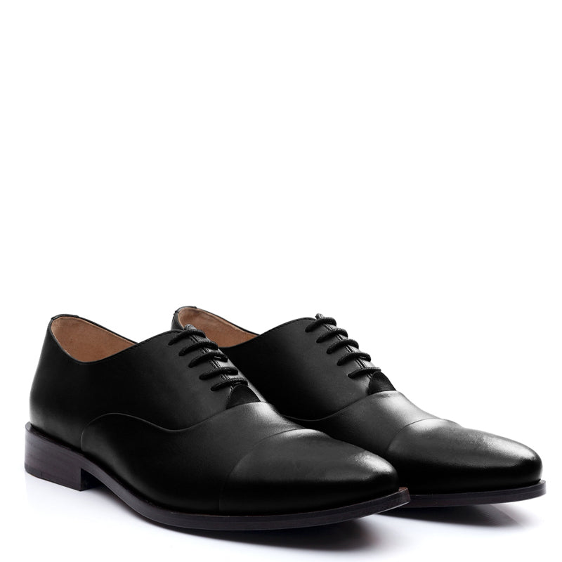 Polished Leather Captoe Plain Oxford Shoe Dark Brown