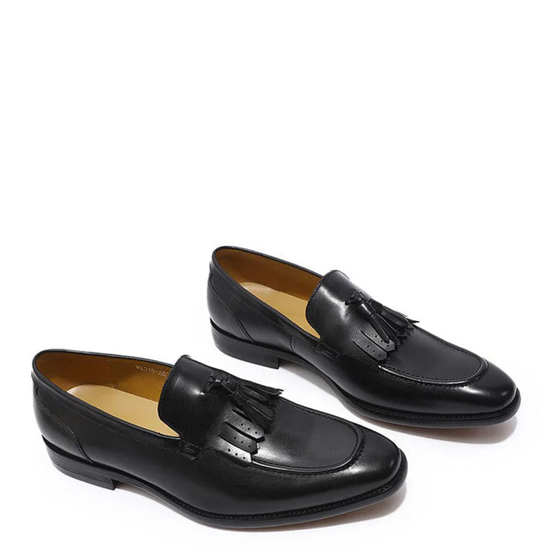 Leather Slip-On Tassel Green Loafer For Men