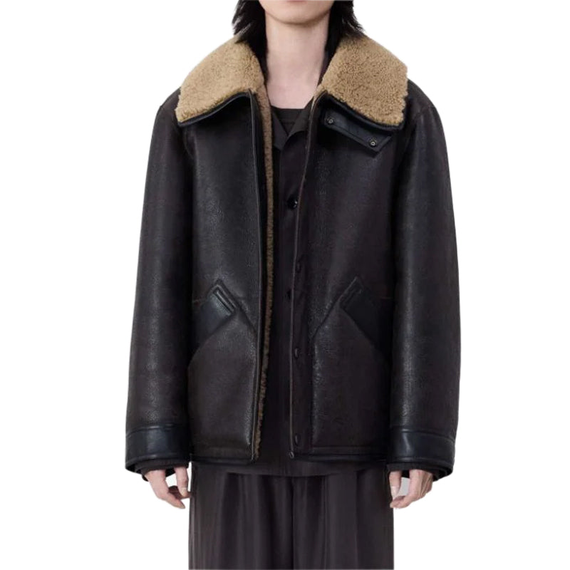 Ember Print Leather Jacket