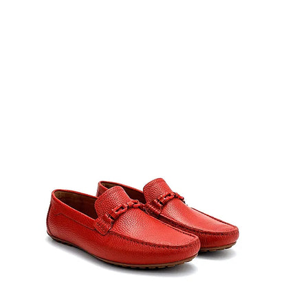 Men Textured Leather Driving Black Loafer