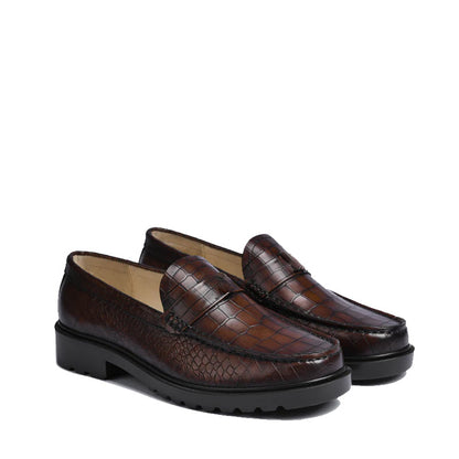 Men's Round Toe Croc Loafers