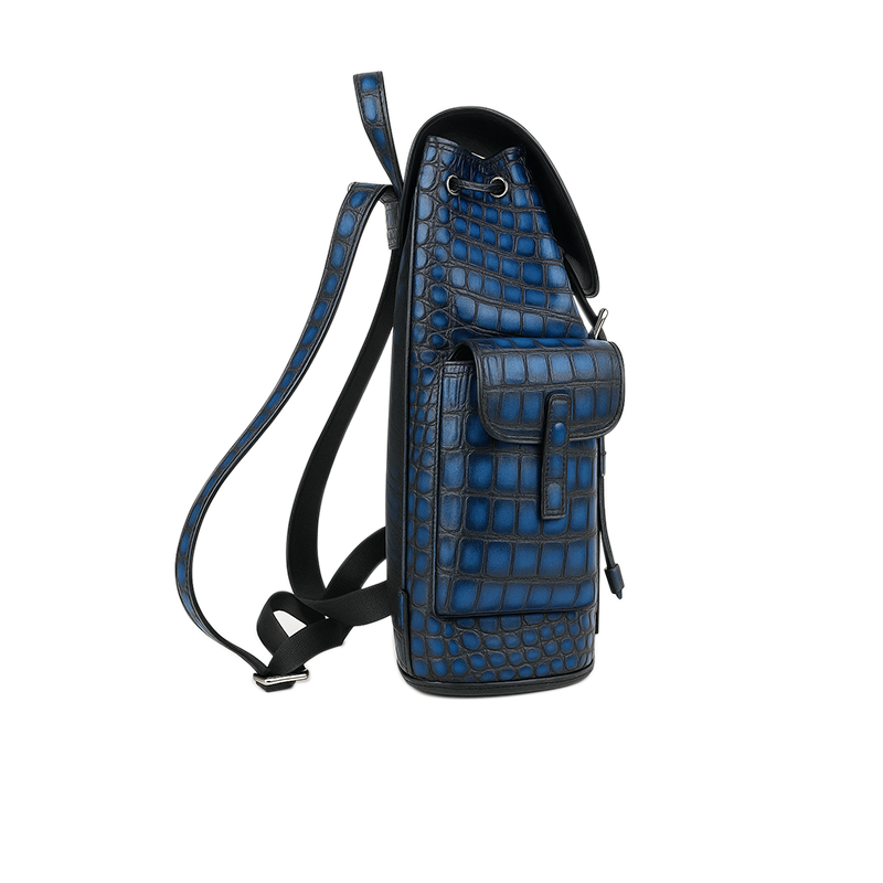 Luxury Burgundy Croco Leather Backpack